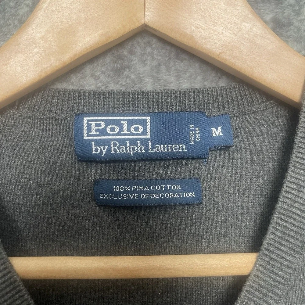 POLO By Ralph Lauren 100% Pima Cotton Men's Gray Best Size‎ Medium